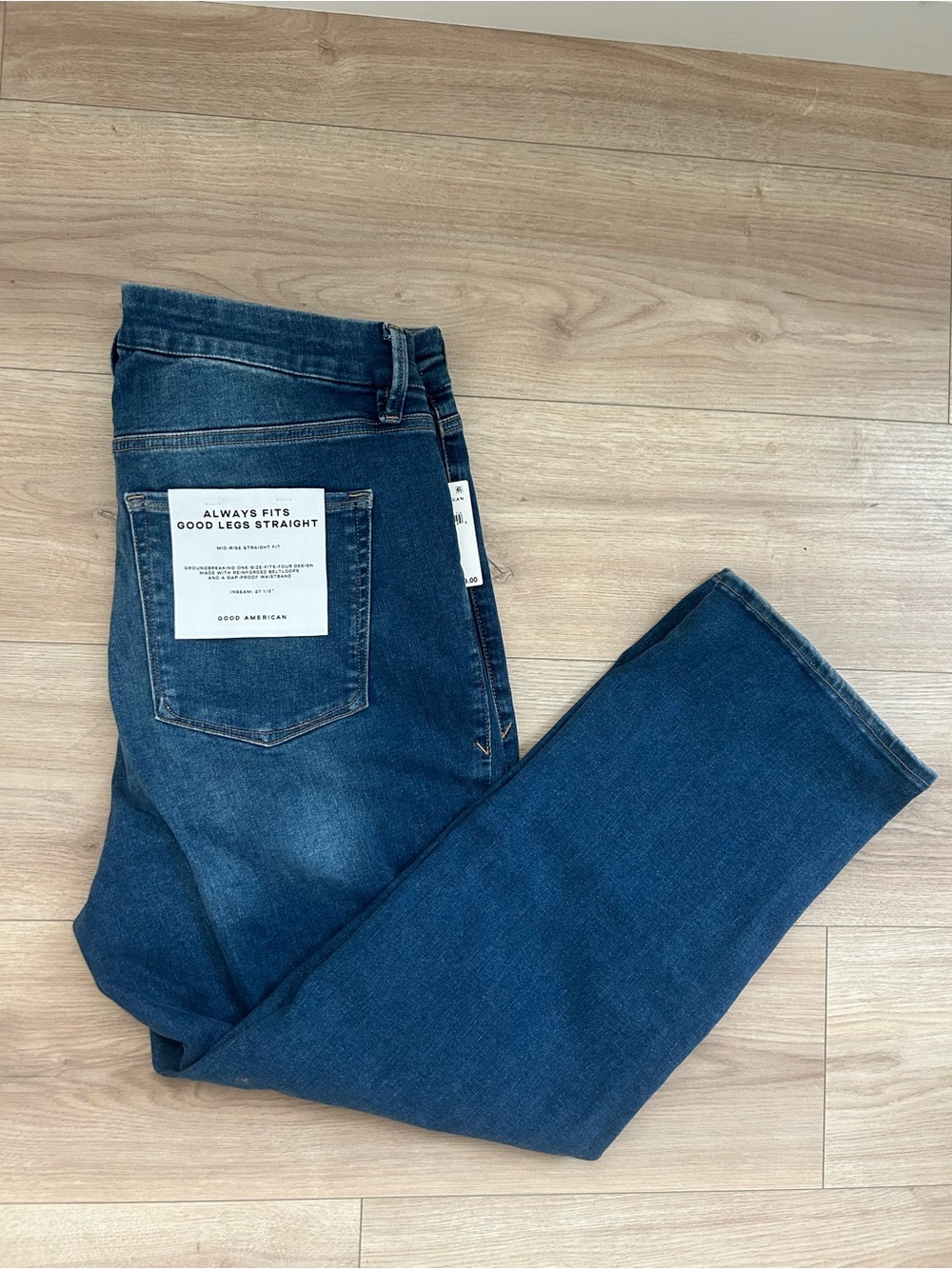 NWT Plus Size Good American Women's Straight Leg Jeans in Dark Blue